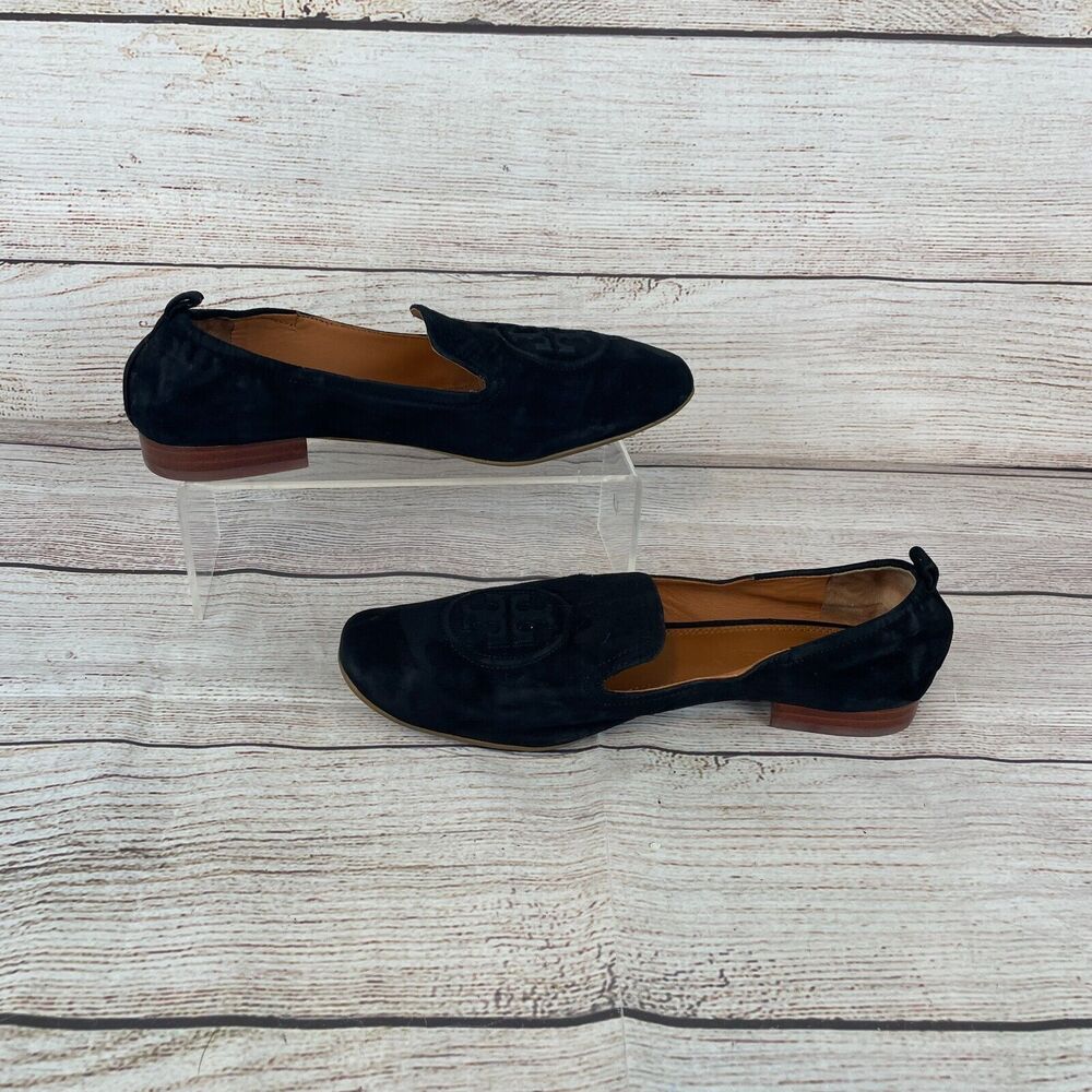 Tory Burch Leigh Womens Sz 11 Black Suede Loafers Slip On - Picture 2 of 9